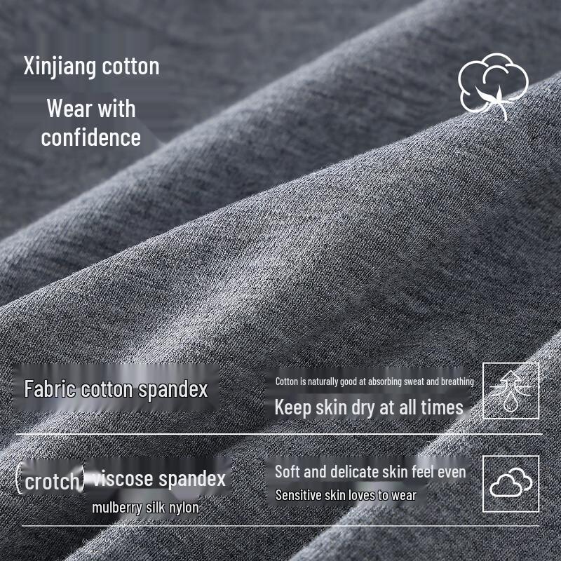 YOUKESHU Men's Xinjiang Cotton 10A Antibacterial Boxer Briefs 3-Pack