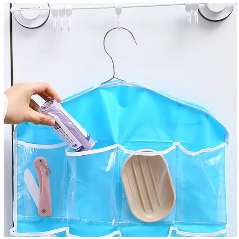 1PC 16 Grid Wall-mounted Clothes Organizer Fabric Closet Bag Storage Rack Mesh Pocket Clear Hanging Over The Wardrobe