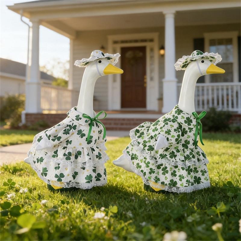 Irish Themed Geese Outfit For Patio Decoration Perfect For Patricks Day Celebration And Spring Parties