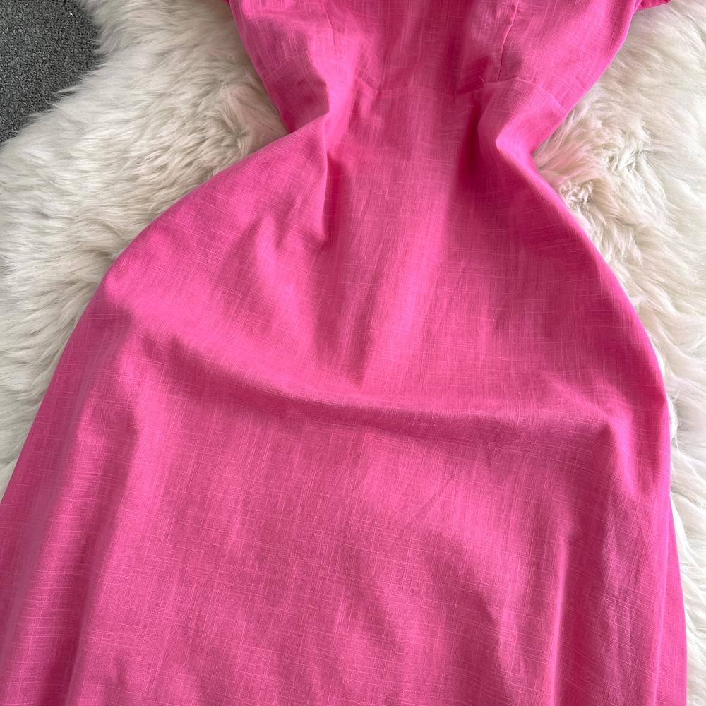 Women's Dress with A Spring Style One-shoulder Ruffled Cinched Waist and Slimming