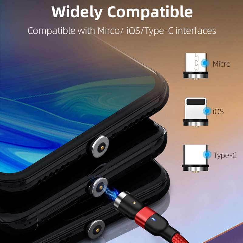 ROCK Magnetic USB Cable For iPhone Charger 540 Degree Rotate USB Type C Cable For Xiaomi Samsung Magnet Charge Micro USB Cable