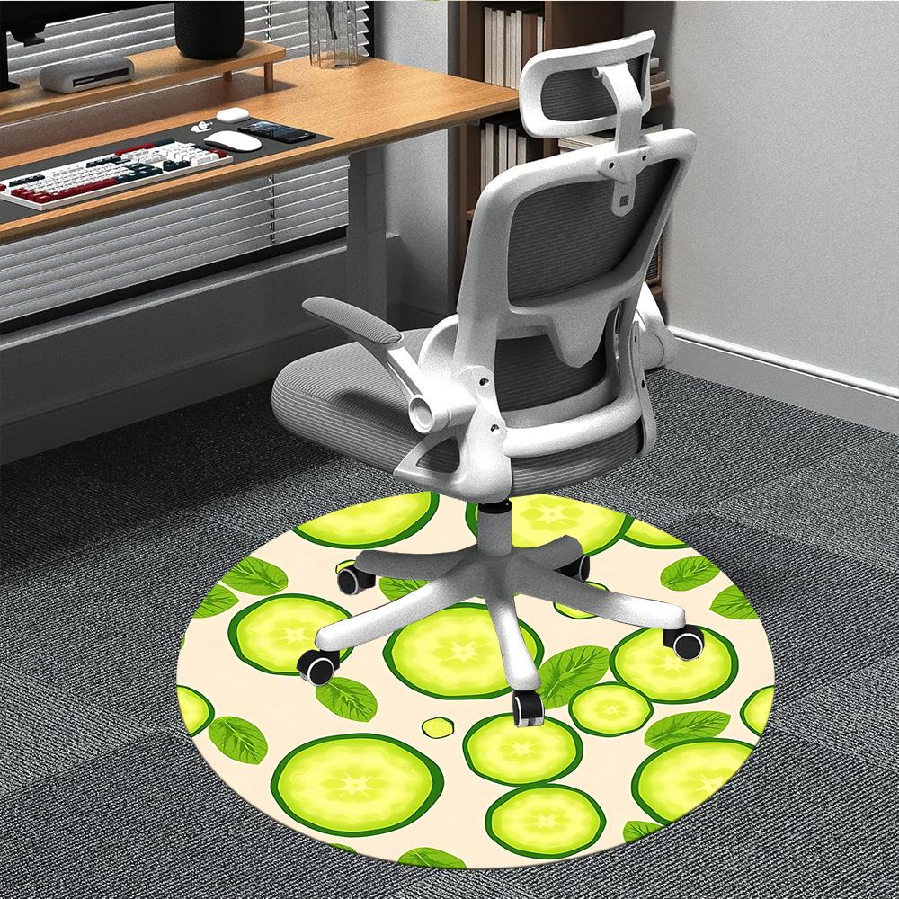

1pc Cucumber Slices Office Round Rug, Non-slip, Soft and Durable Office Rug for Interior Decoration, Perfect for Office, Beautiful Decoration yy260324 80cm by 80cm