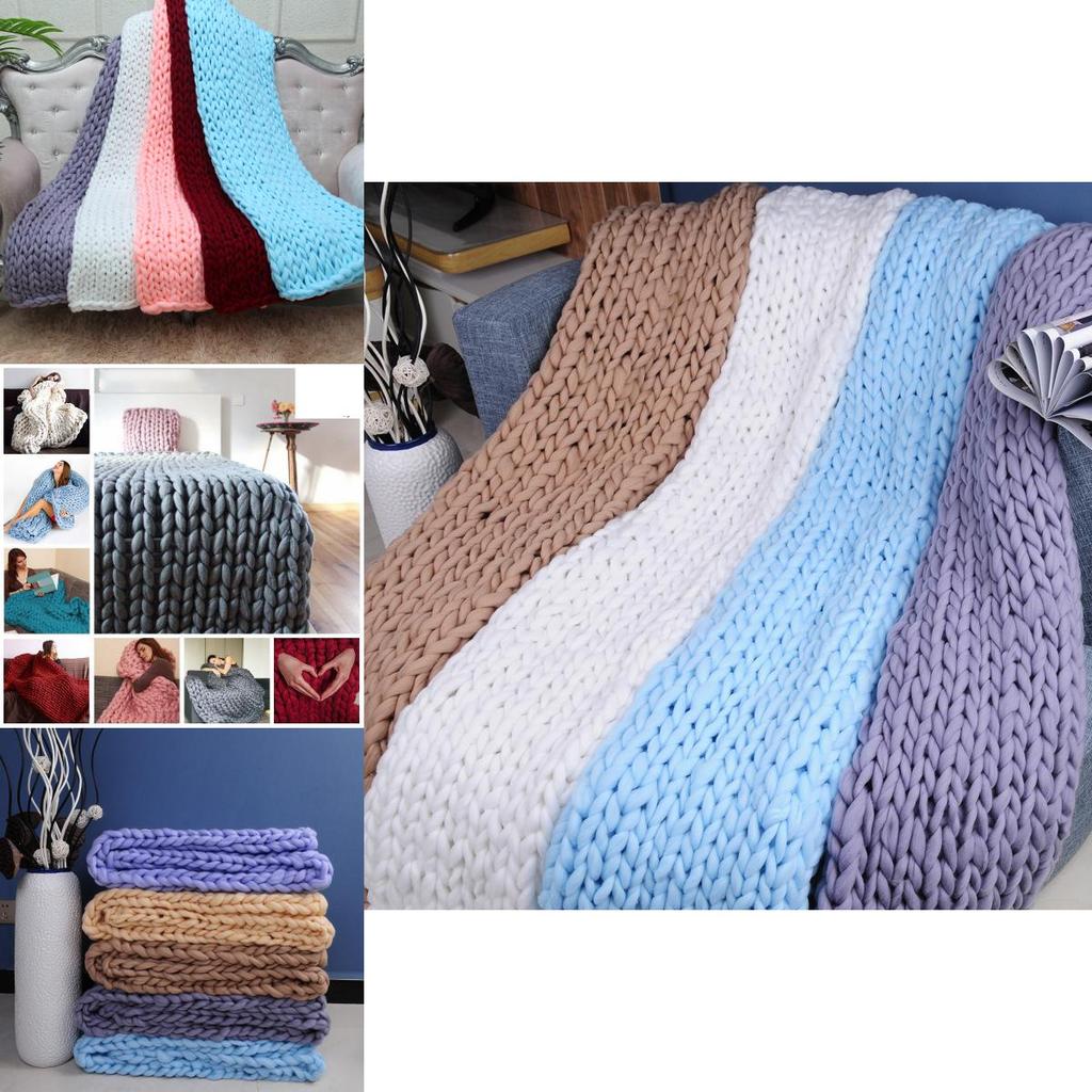 Wunsch Gemütliche Handgewebte Dicke Garn Decke Für Erwachsene Stilvolle Sofaüberwurf Weich Und Plüsch