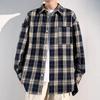 Spring and Autumn New Style Shirt Men's Long Sleeve Japanese Retro Loose Jacket Trendy Loose All-Match Plaid Shirt Men