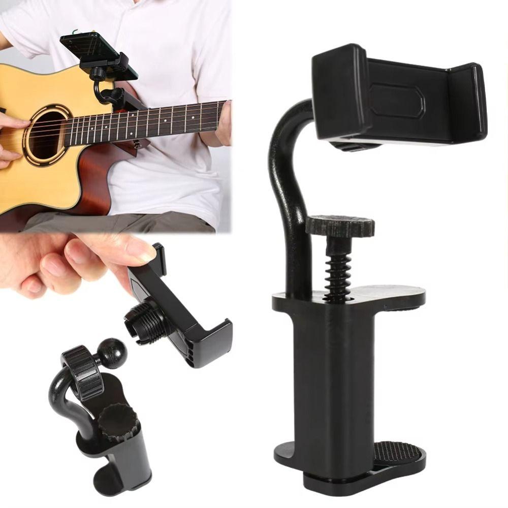 Hands-Free Guitar Phone Holder Adjustable Clip Ukulele Phone Bracket Live Performances