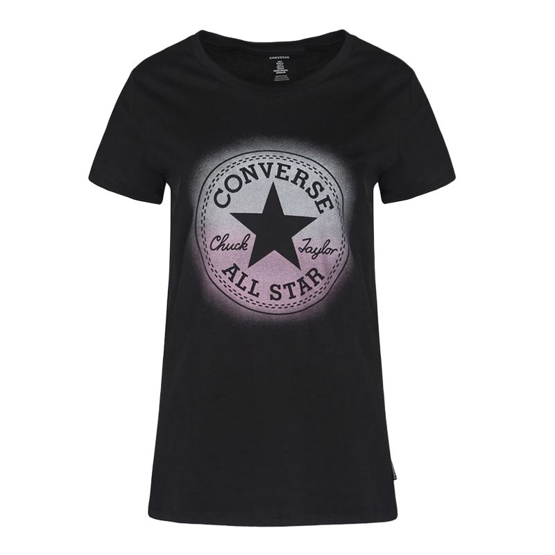 Converse T Shirts Women s Black Crew Neck Moderate 10007548-A01 XL