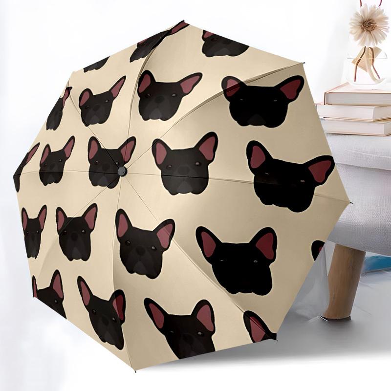 1pc French Bulldog Pattern Automatic Folding Umbrella - Portable Collapsible, 8-Rib Durable Frame, Perfect for Outdoor Use,  yy251218081