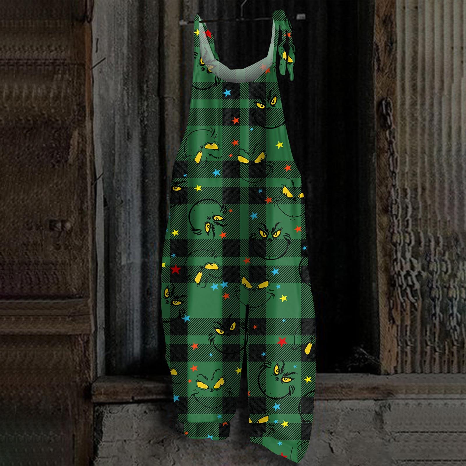 

Женский комбинезон с принтом Хэллоуина, повседневный свободный винтажный комбинезон из хлопка и льна XXXL