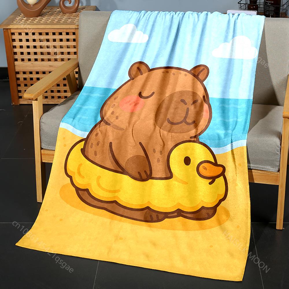 6 Styles Capybaras Cartoon Print Warm Comfortable Blanket Home Travel Camping for Adults and Kids Luxury for Gifts