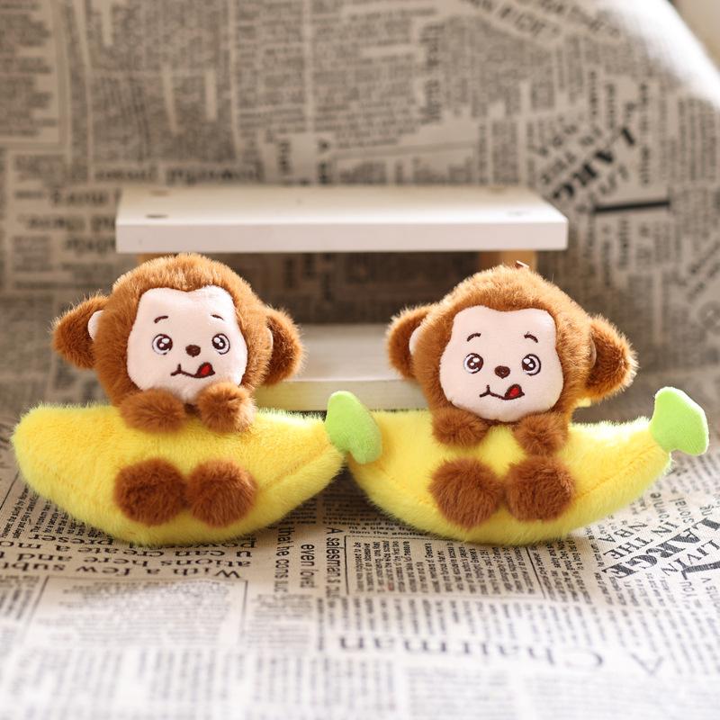 1 Piece Adorable Banana Monkey Keychain Charm Cute Monkey Plush Ornament Soft Bag Pendant For Boys Gifts
