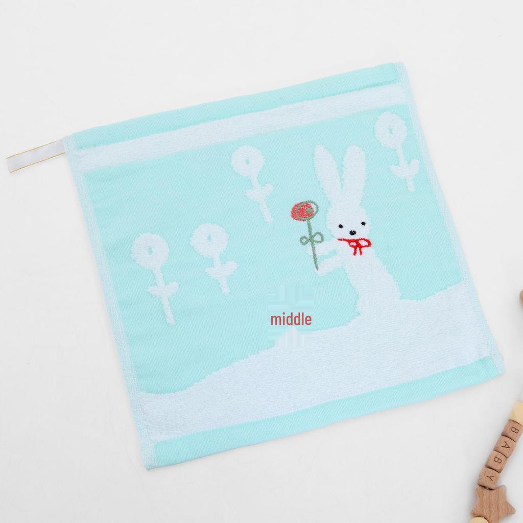 Cartoon Puppy Bear Quick-Drying Jacquard Hand Towel, 100% Cotton, 25x25 cm.