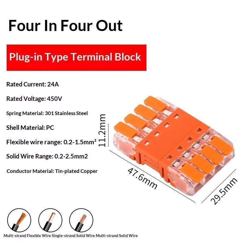 1/2/4Pcs 2/3/4 In And 2/3/4 Out Cmk 64 Quick Lever Wire Connectors For Compact Plug Male Female Terminals Universal Blocks