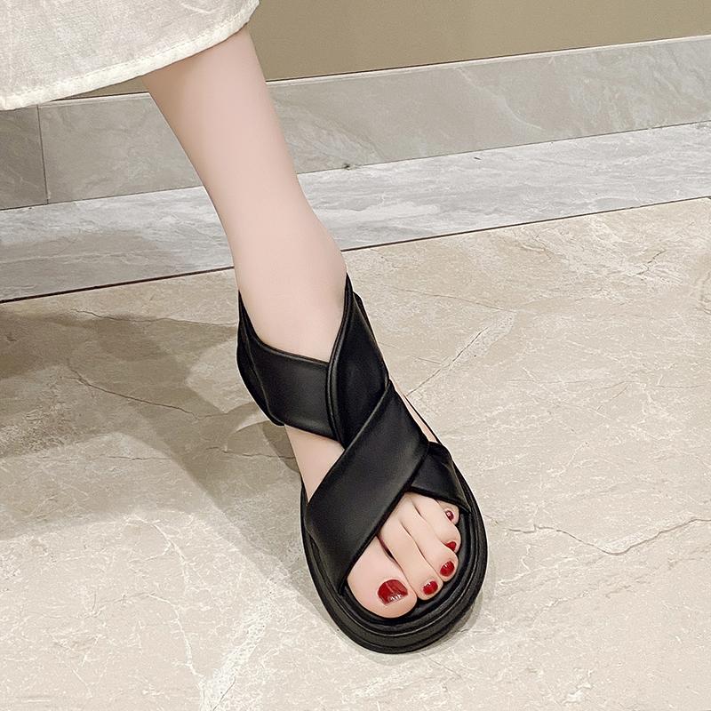 Fashion Women's Summer Slippers Casual Thi Bot Beach Sandals Anti-Slip One-Strap Slippers Sweet Sle Flat Heel
