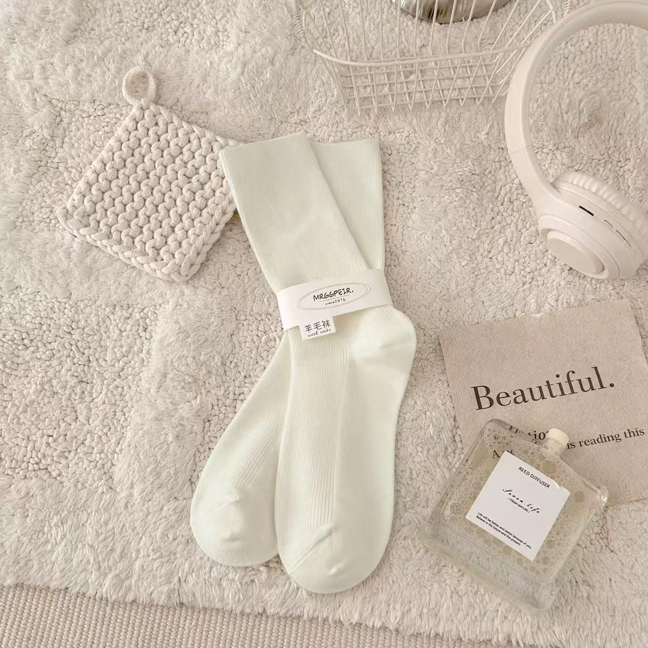 

Женские теплые вязаные шерстяные носки до середины икры - Осень/Зима, Японский стиль, Вертикальные полоски, Двойная вязка, Стильные и удобные. One Size (Heated Wool Socks)