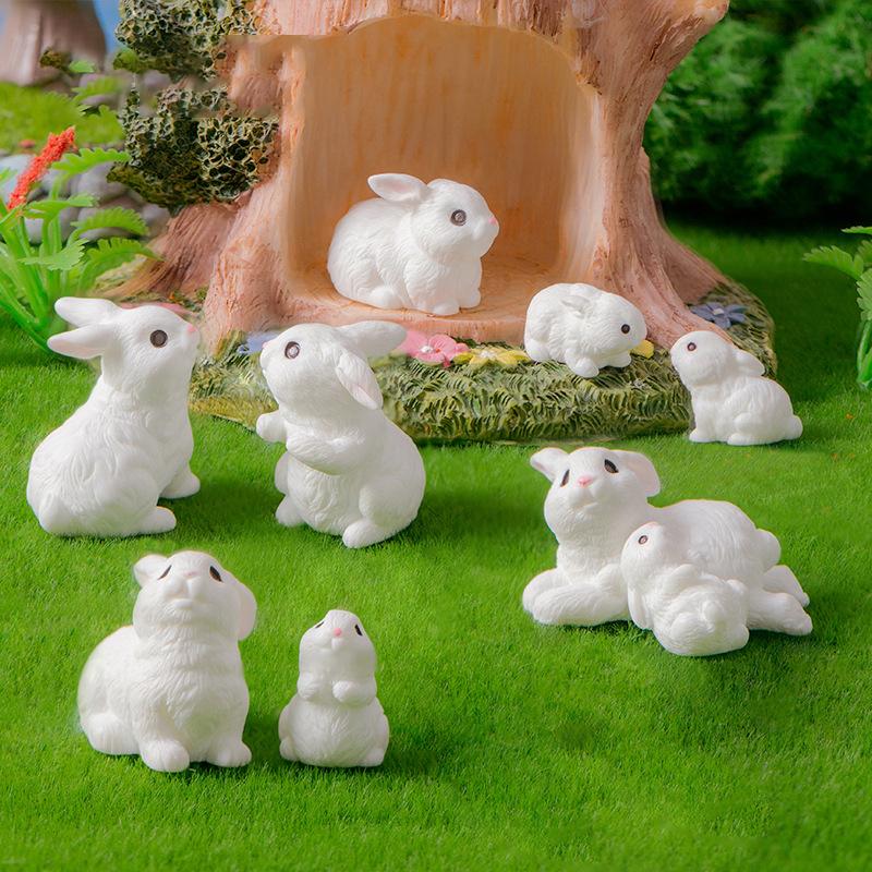 Cute Cartoon Rabbit Resin Ornaments Home Decoration Kawaii Animal Bunny Room Desk Decoration Miniature Figurine Gift Crafts