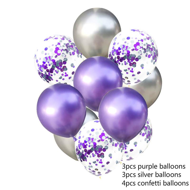 10pcs 12inch Metallic Balloons Confetti Balloons Girls Birthday