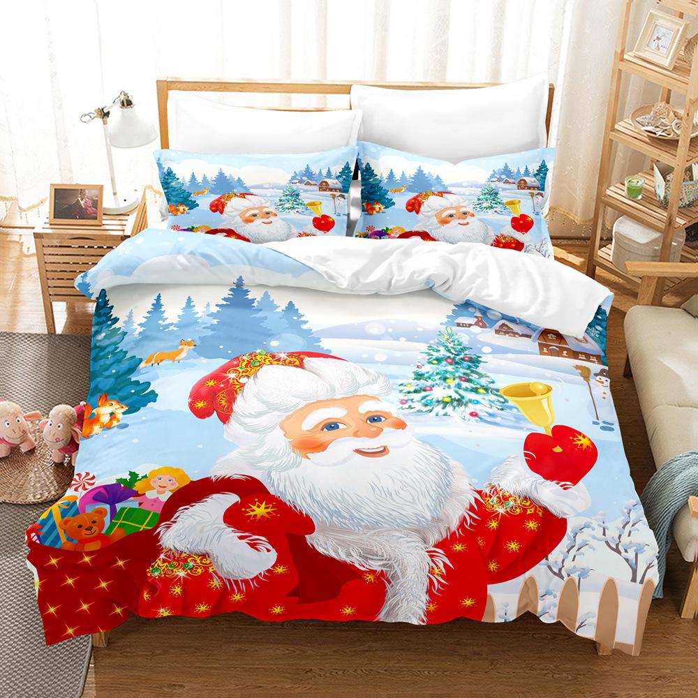 3D Digital Printing Three-Piece Set, Santa Claus 3D Printing Bedding Set