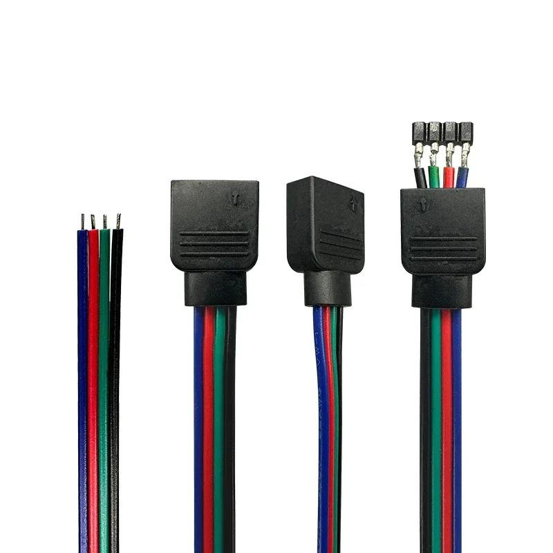 5PCS 4Pin LED Cable Male Female Connector RGB Adapter Wire No Solder Connectors For SMD 5050 2835 LED Strip Wire PCB Ribbon 10mm