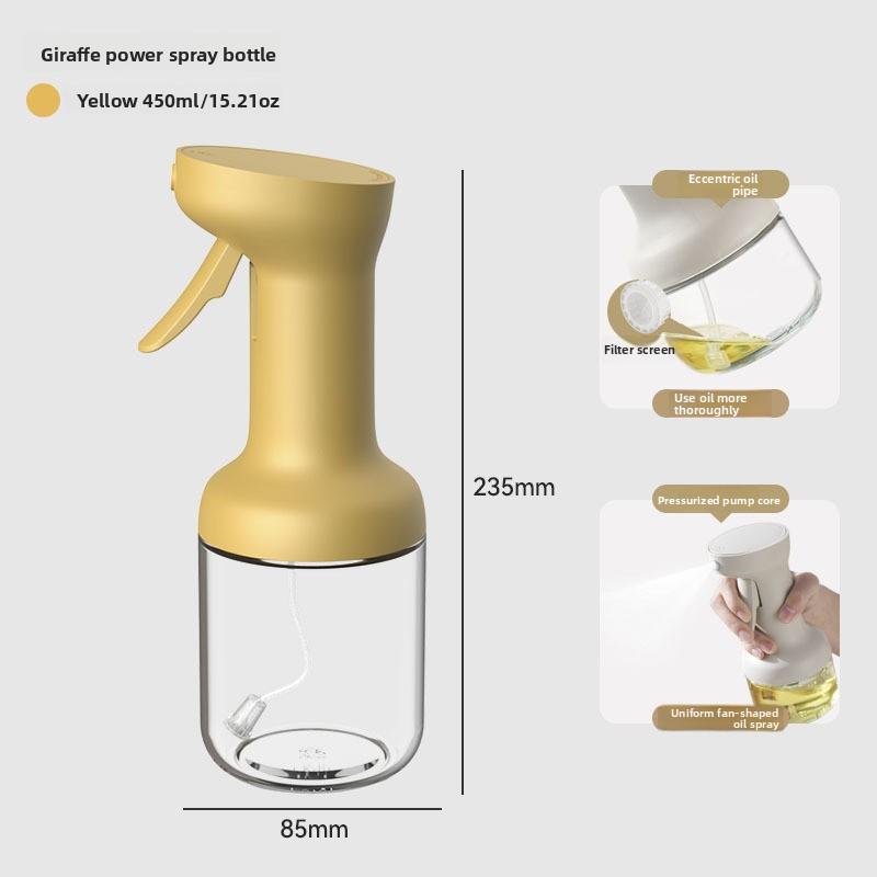 Giraffen-Ölflasche, Zerstäubende Öl-Sprühflasche mit Griffstärke, Barbecue Fettreduzierende Öl-Sprühflasche, Haushalts-Sprühflasche aus Glas