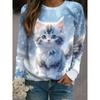 Cute Cat Pattern Sports Shirt Animal 3D Printing Women's Long Sleeved Shirt