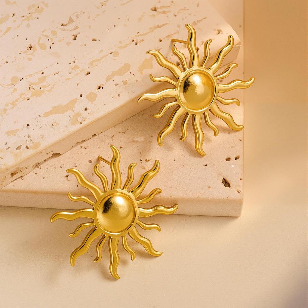 Geometric Irregular 18k Gold Titanium Steel Earrings for Women