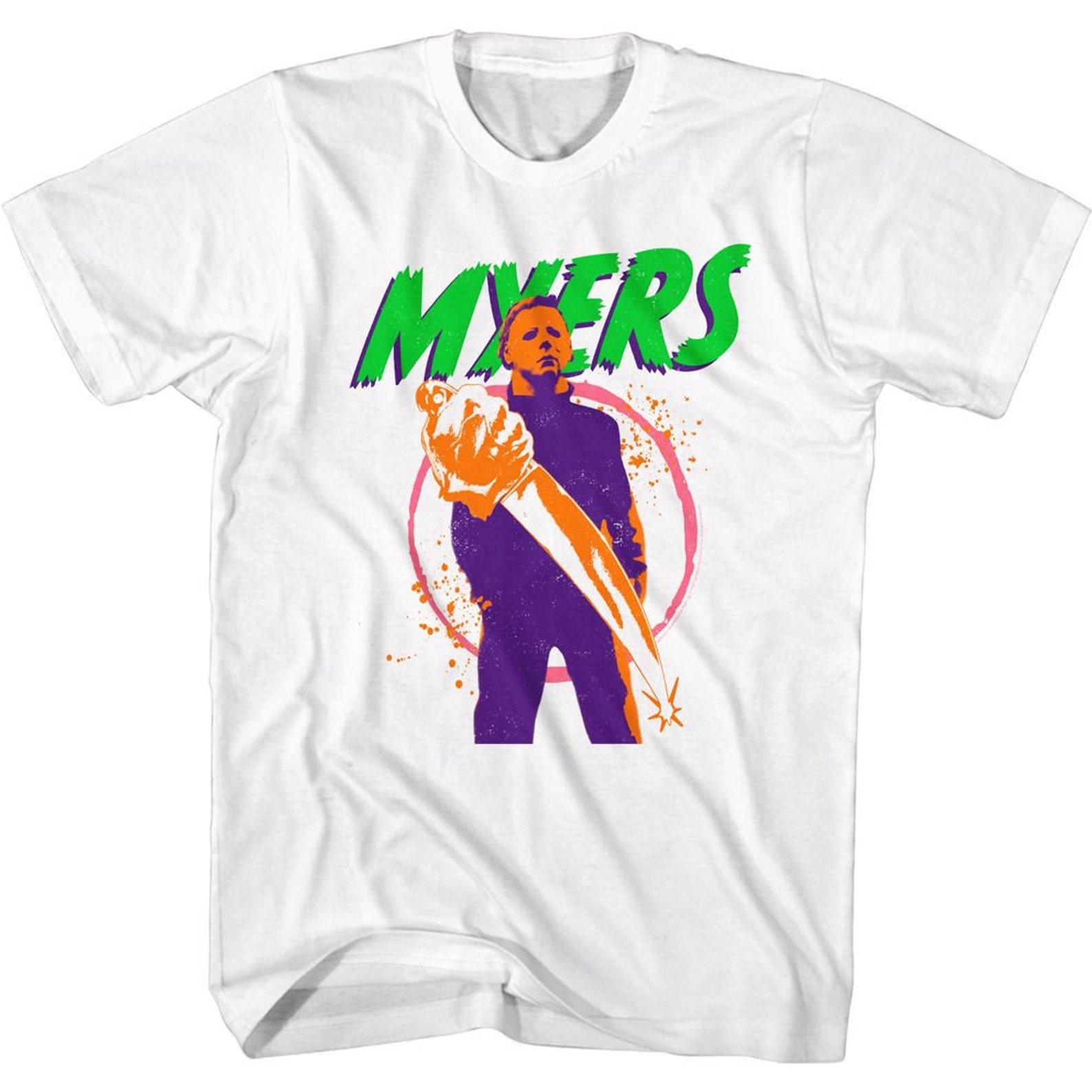 Halloween Colorful Myers White Adult T-Shirt L