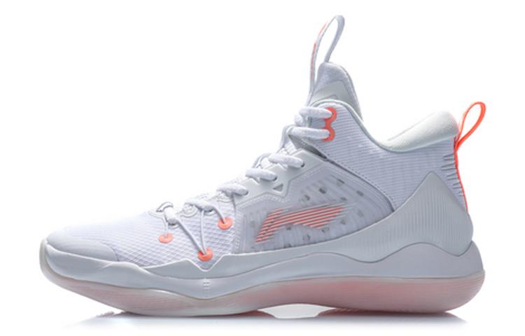 Li Ning Pu Легкие, Износостойкие и Нескользящие Баскетбольные Кроссовки Средней Высоты Мужские Белые ABAQ059-1 43.5