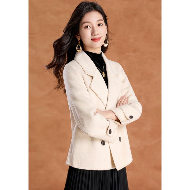 Kebell Women's Double-Faced Wool Lapel Short Coat