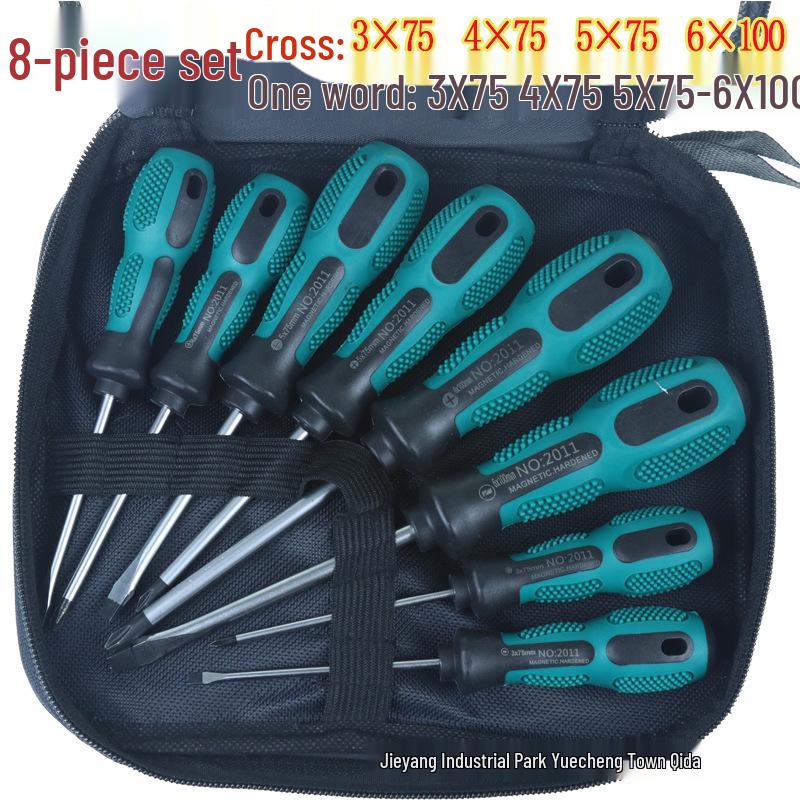 9-Piece Magnetic Crosshead & Slotted Screwdriver Set with Tool Bag