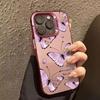 Fashion Butterfly Black Purple Color IMD Phone Case For iPhone 16 15 14 13 12 11 Pro Max XS X XR 7 8 SE plating Cover