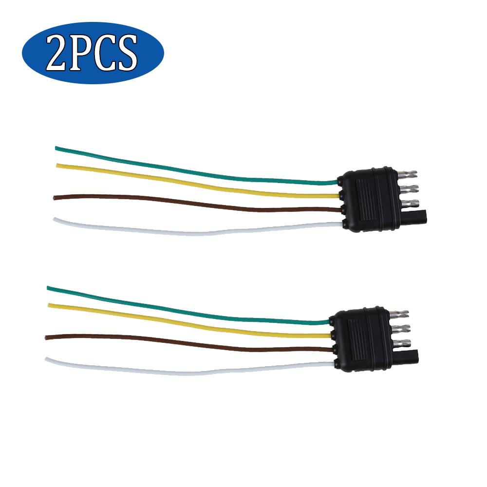 1/2 Stück 4-poliger US-Standard LKW Flachkabelbaum-Kit Seite nur Anhängerstecker 6 Zoll farbcodierte Zuleitung für 6/12/24V
