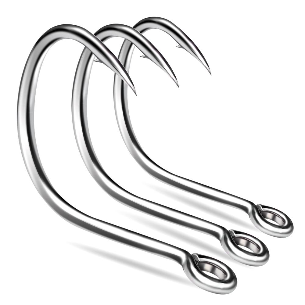 10pcs High Carbon Steel 1/0 2/0 3/0 4/0 5/0 Barbed Slow Jigging Hooks Saltwater Fishing Single Hook