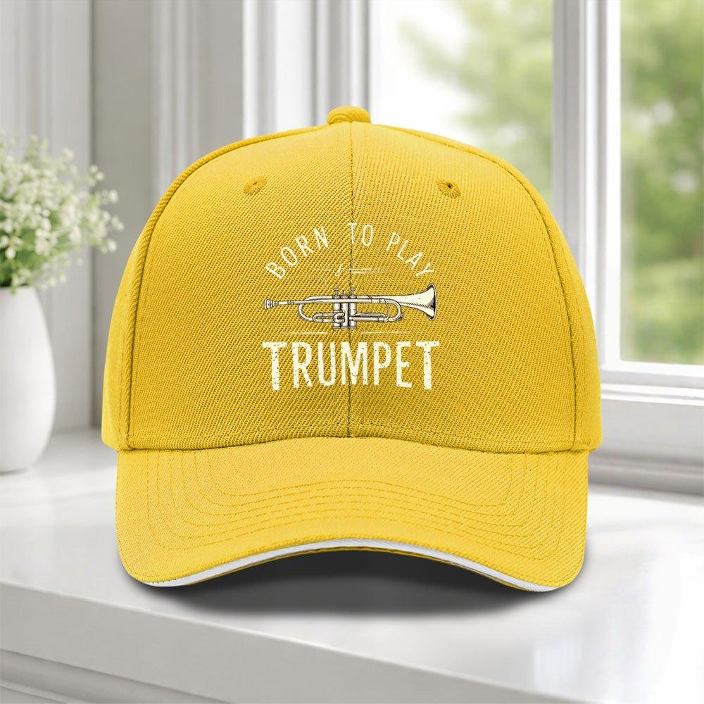 pc BORN TO PLAY Trumpet Sandwich Cap Adjustable Baseball Cap Suitable for Weddings Parties Music Festivals Bachelorette Part