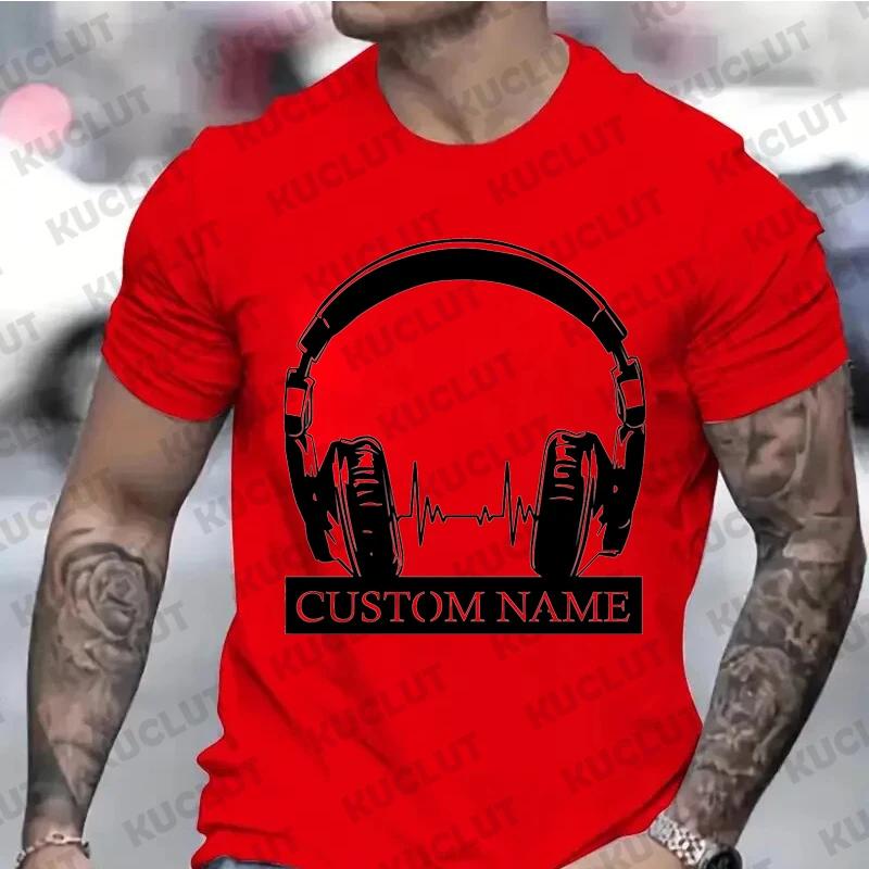 Custom T-shirts for Men Women Clothing Personalized Headphones Print Men T Shirts Music Lovers Clothes DJ Club Name DIY Shirts