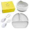 BabyGoo® Premium Baby Tableware Set - Non-Spillable, Easy-to-Use Silicone Plates with Suction Cups for Baby Food, Popular Baby Shower Gift, Includes