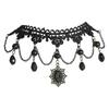 Gothic Punk Sexy Lace Black  Pendent Necklace For Women Teens Girls Rivet Flower Collar Necklace Rock Jewelry Gifts Party