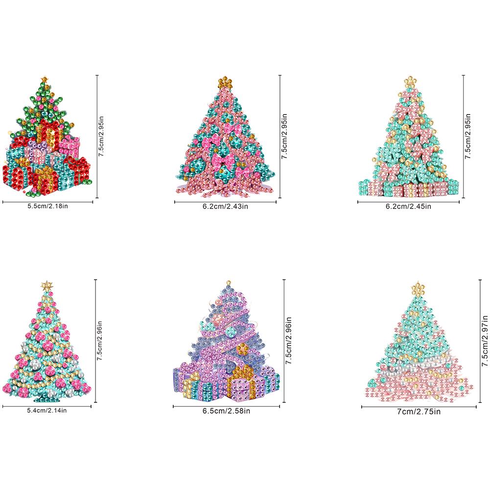 6Pcs Acrylic Christmas Diamond Art Fridge Magnet Diamond Art Magnets Decals Diamond Painting Fridge Magnet for Car Mailbox Decor