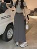 High Waist Summer A-Line Skirt for Women - Black & Gray, Medium Length, Slim Fit
