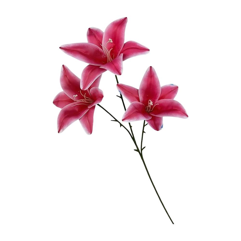 3 Heads Artificial Lilis DIY Flower Floral Arrangement Fake Flowers Realistic Plastic Artificial Flowers Photography Props