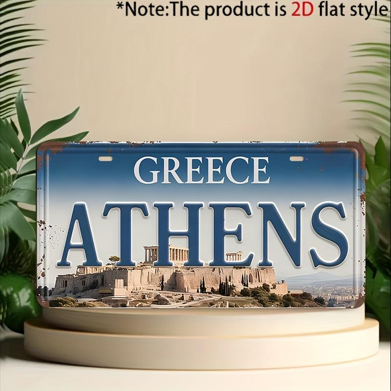 

Athens Greece Retro Acropolis Historic Landmark Aluminum Tin Sign Wall Art Decor for Garage Bar Man Cave D Flat Printing Metal 15x30cm(5.9x7.8inch)