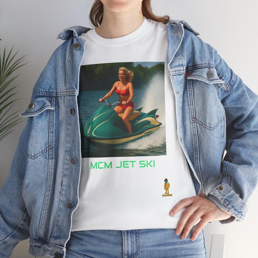 Mid Century Modern Woman on Jet Ski T-Shirt | Retro Bikini Watersport Tee Unisex T-Shirt M