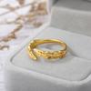Hot-selling k gold-plated stainless steel leaf ring women's niche design style exquisite fashion personalized ring