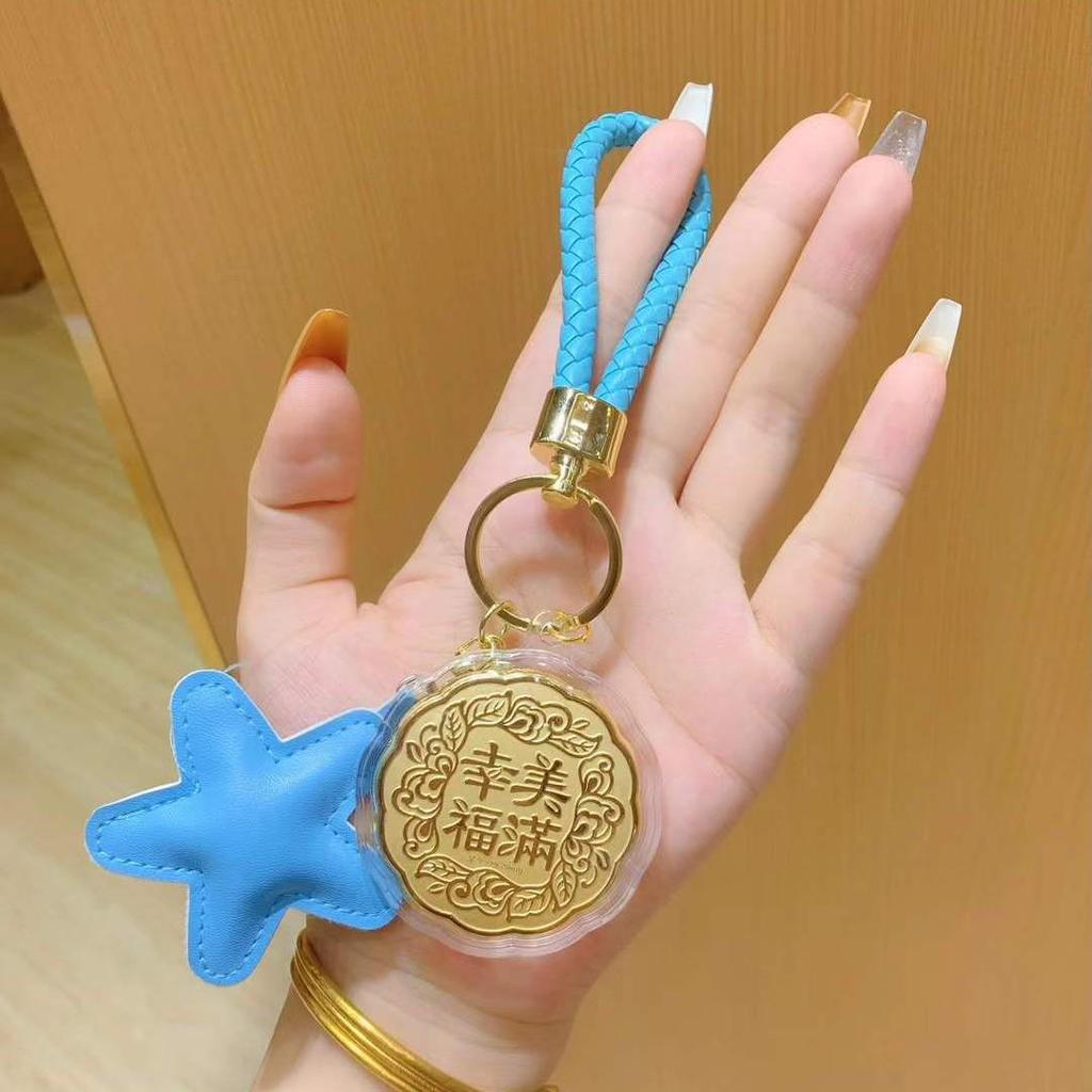 999 Pure Gold Mooncake Handbag Charm Keychain – Mid-Autumn Festival Gift