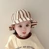 Striped Pattern Double Sided Baby Bucket Hat Breathable Panama Bonnet  Beach