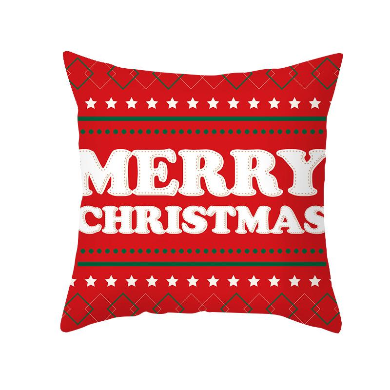 Home Products Christmas Cushion Cover Cartoon Letter Print Peach Skin Cushion Cover