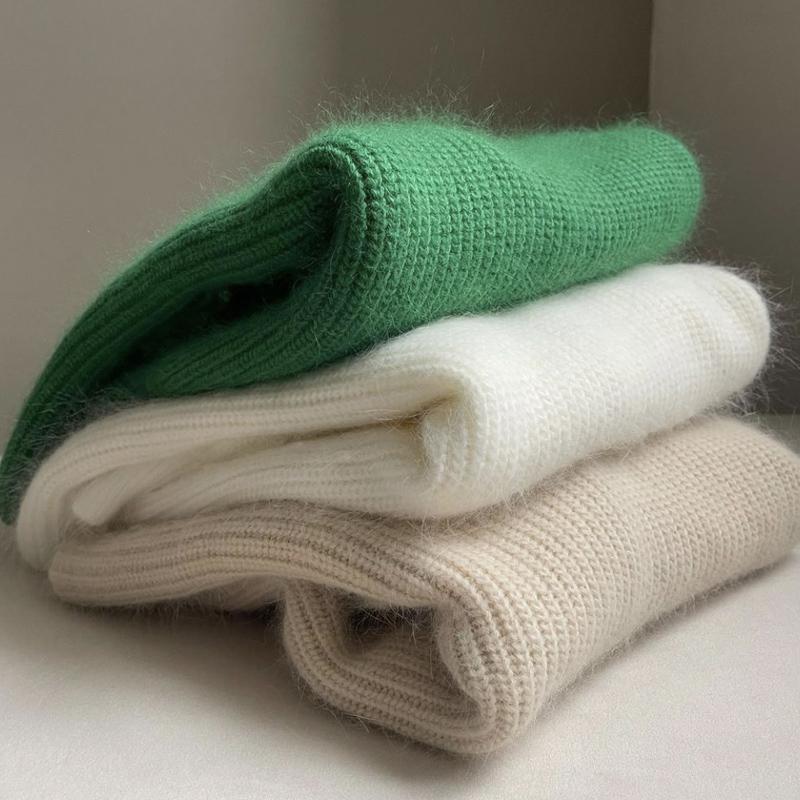 Hirsionsan Weiche Warme V-ausschnitt Pullover Frauen Elegante Candy Farbe Gestrickte Weibliche Pullover Lose Kaschmir Grundlegende Strickwaren Pullover