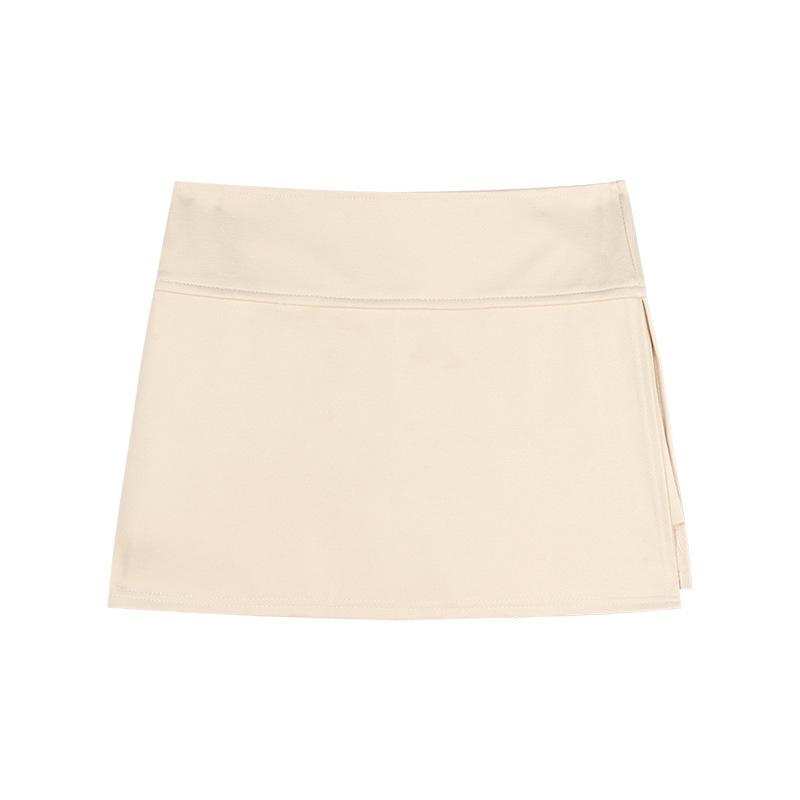 

2024 Summer Women’s American & Korean Style Anti-Exposure Slit A-Line Skort: Hip-Hugging, Sexy & Chic Large абрикосовый