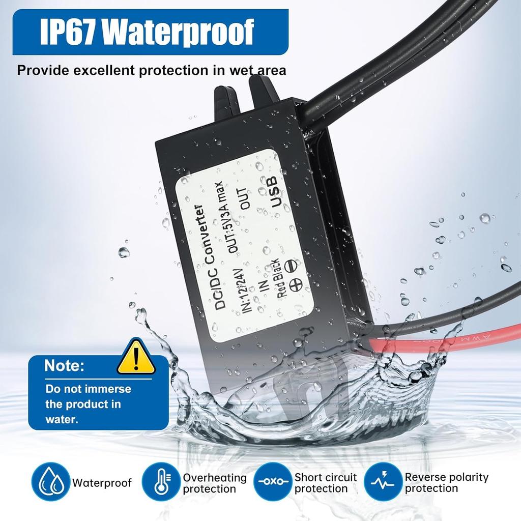 YABOANG Dual USB Ports 8-32V to 5V DC/DC Power Converter, Voltage Converter 8-32V-5V3A 15W