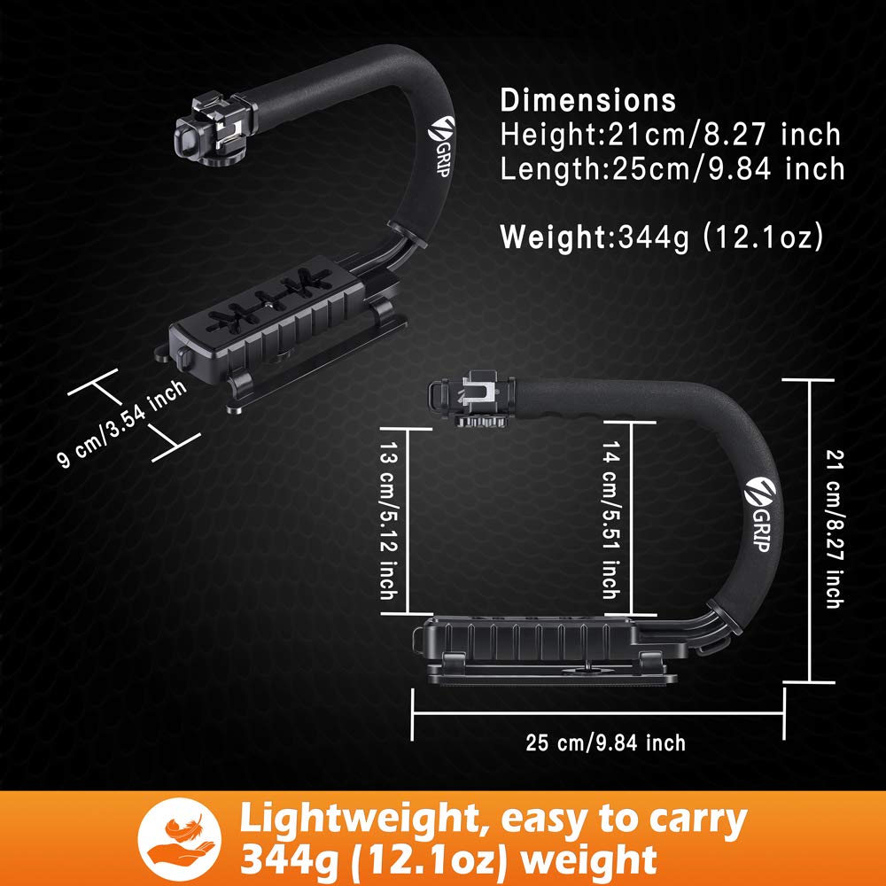 Zeadio Video Action Handheld Stabilizer with Smartphone Holder Mount for Canon Nikon Sony Panasonic DSLR Camera Camcorders and All Smartphones
