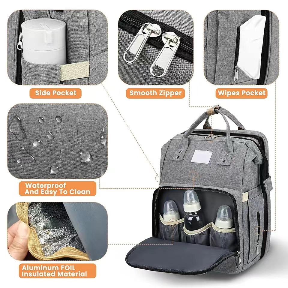 Multifunktionales Tragbares Babybett & Mama-Tasche: Leichter Faltbarer Moskitonetz-Rucksack
